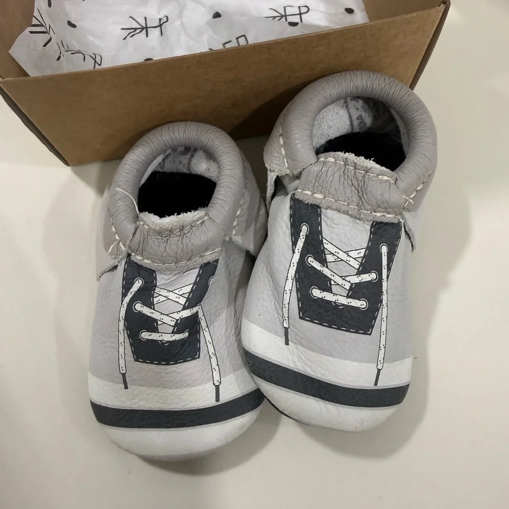 Boy Gray Moccasins